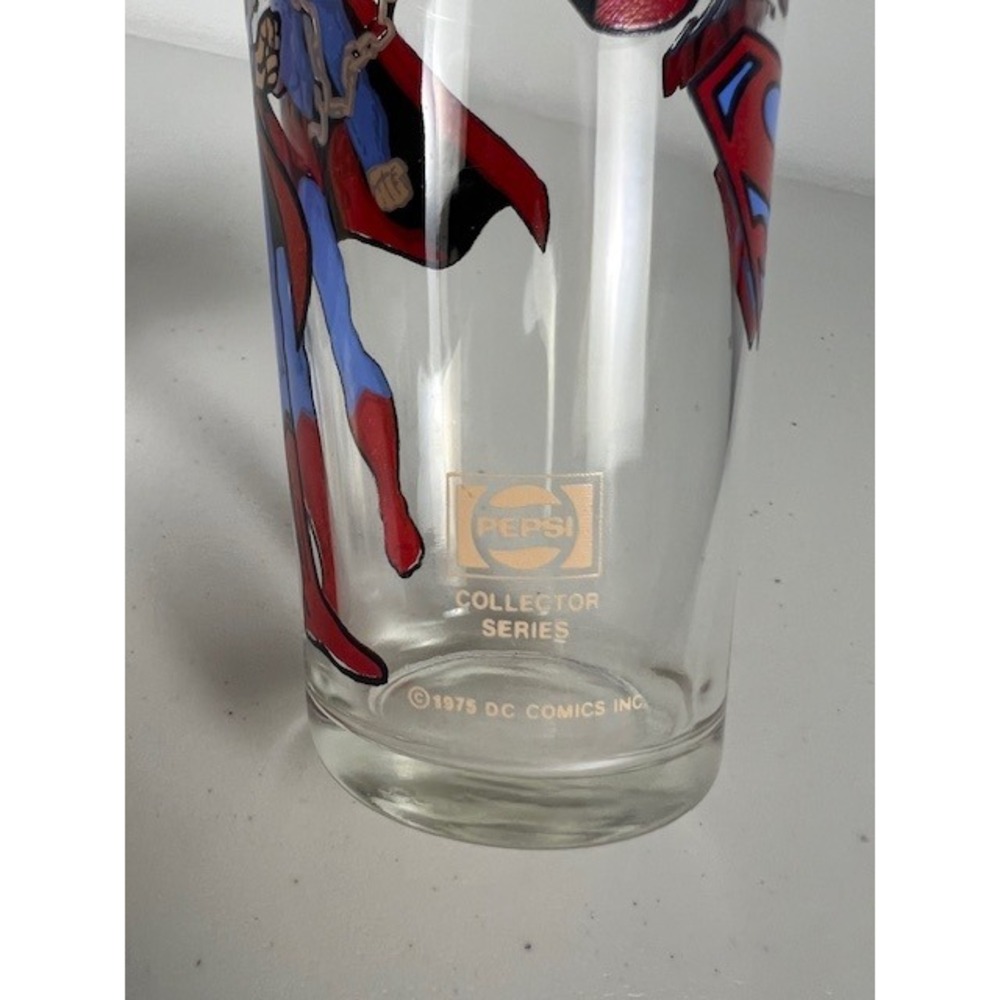 Vintage 1975‎ Pepsi Collector Series Superman Glasses Set of 2 DC Comics - Picture 5 of 9